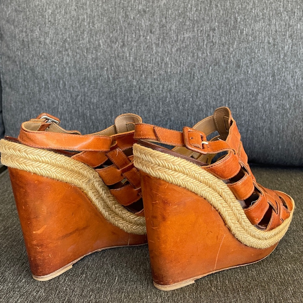 Christian Louboutin Barcelona wedges espadrilles sandals all leather EU 39 / 8 - Picture 6 of 14